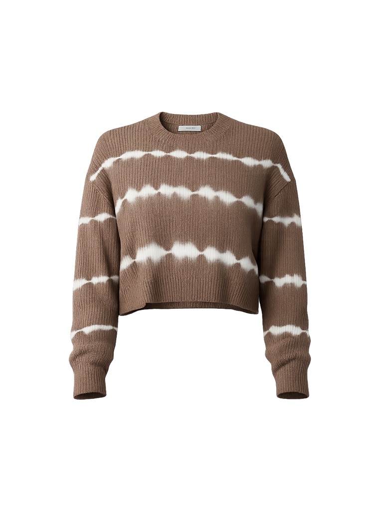 Pistola Women's M Brown Tie-Dye Crew Neck Pullover Sweater Casual Knit 121